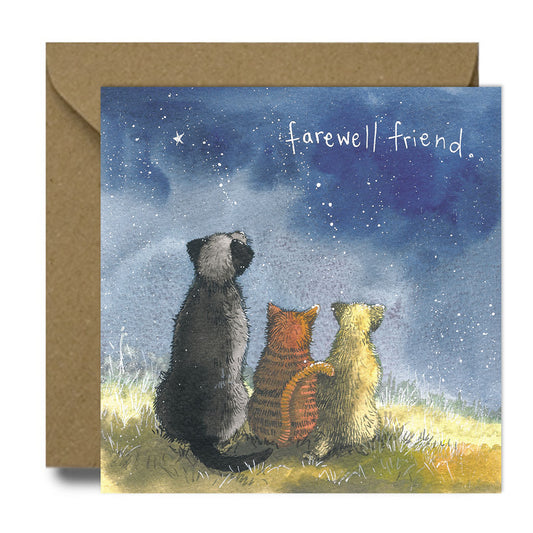 Farewell Friend Sympathy Cat & Dog Greeting Card - by Alex Clark