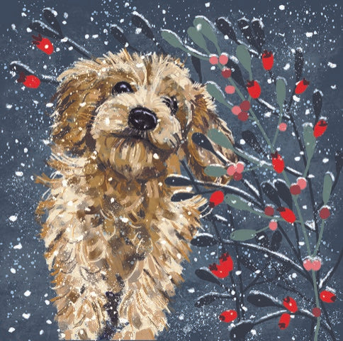 Christmas Cards Pack of 10 - Christmas Berries Dog