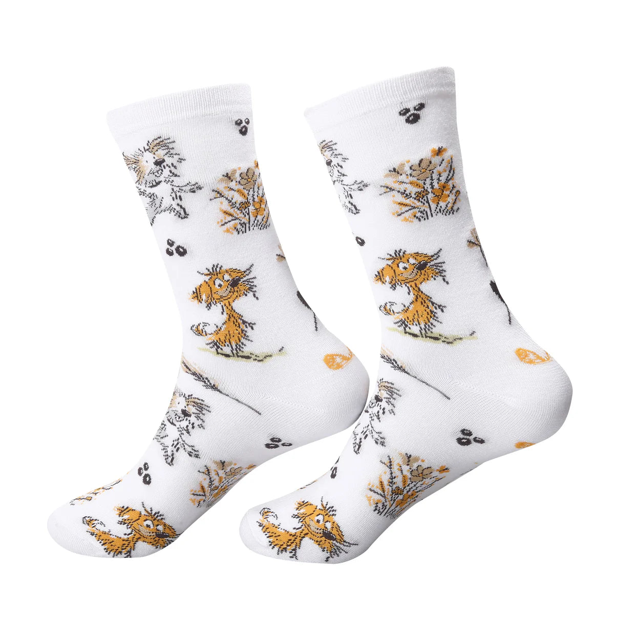 Dog Bamboo Socks - White Doodle  Size 4-8