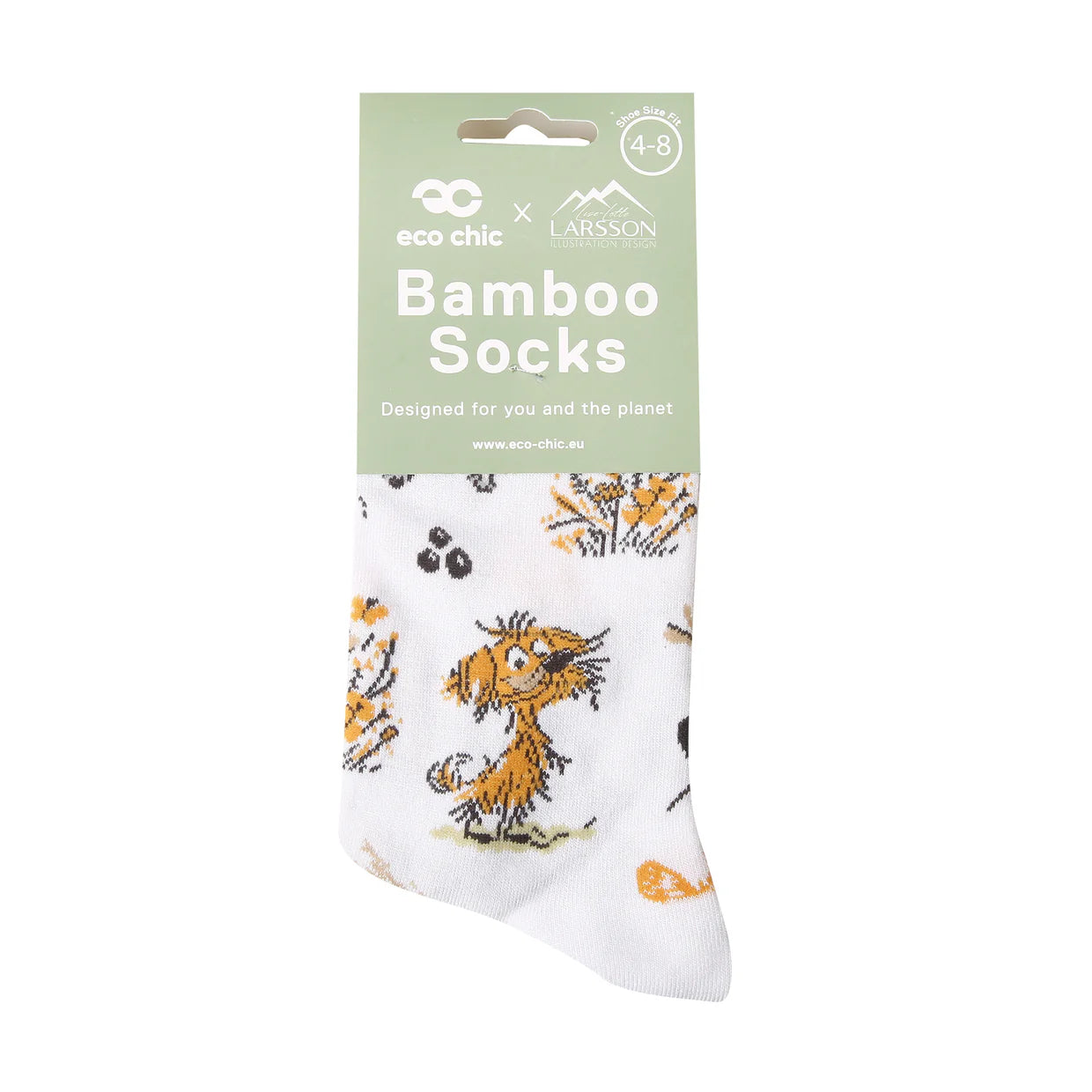 Dog Bamboo Socks - White Doodle  Size 4-8