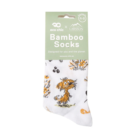 Dog Bamboo Socks - White Doodle  Size 4-8