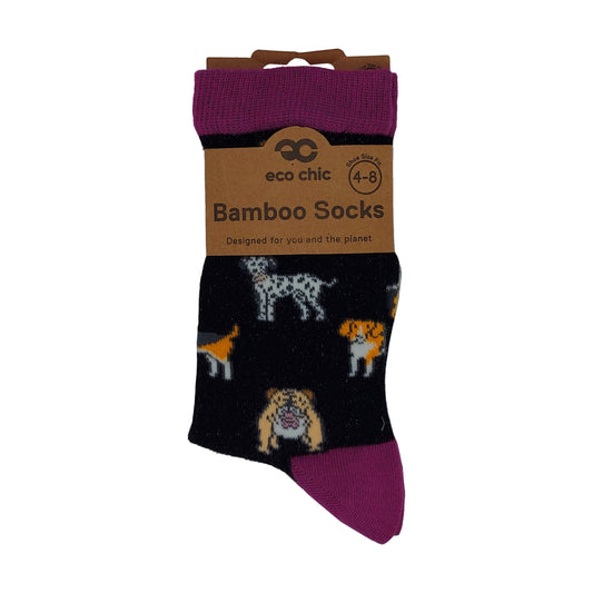 Dog Bamboo Socks - Black Size 4-8