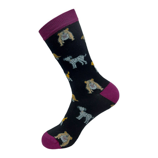 Dog Bamboo Socks - Black Size 4-8