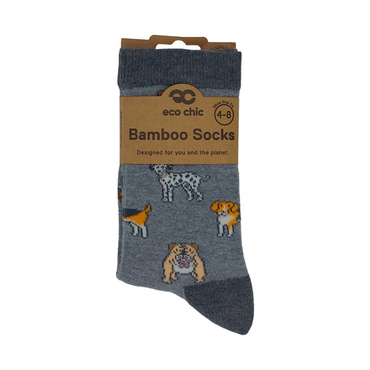 Dog Bamboo Socks - Grey Size 4-8