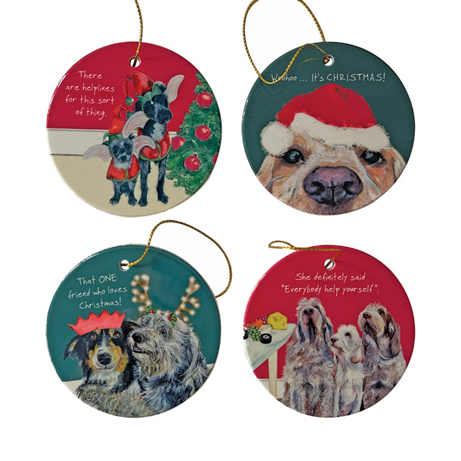 Dog Ceramic Christmas Decoration Set of 4