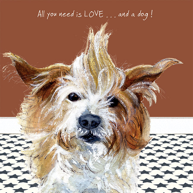 Wire Haired Jack Russell 'All you need is Love... and a dog!' Greeting Card