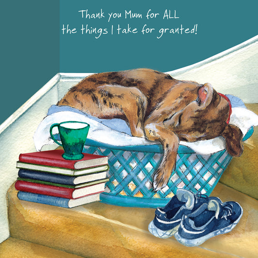 Greyhound 'Mum Thank You' Greeting Card - by Little Dog Laughed