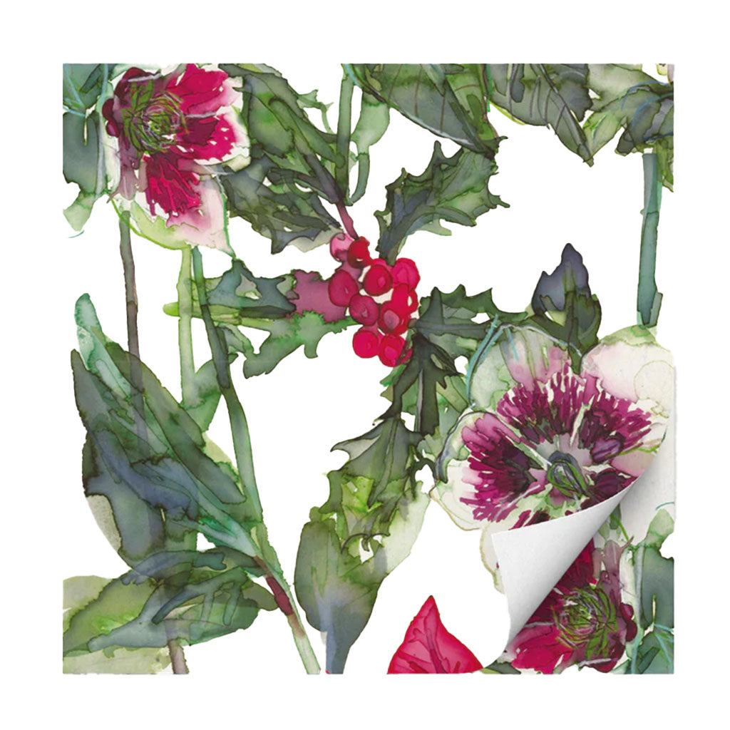 Poinsettia, Holly and Anemone Christmas Wrapping Paper